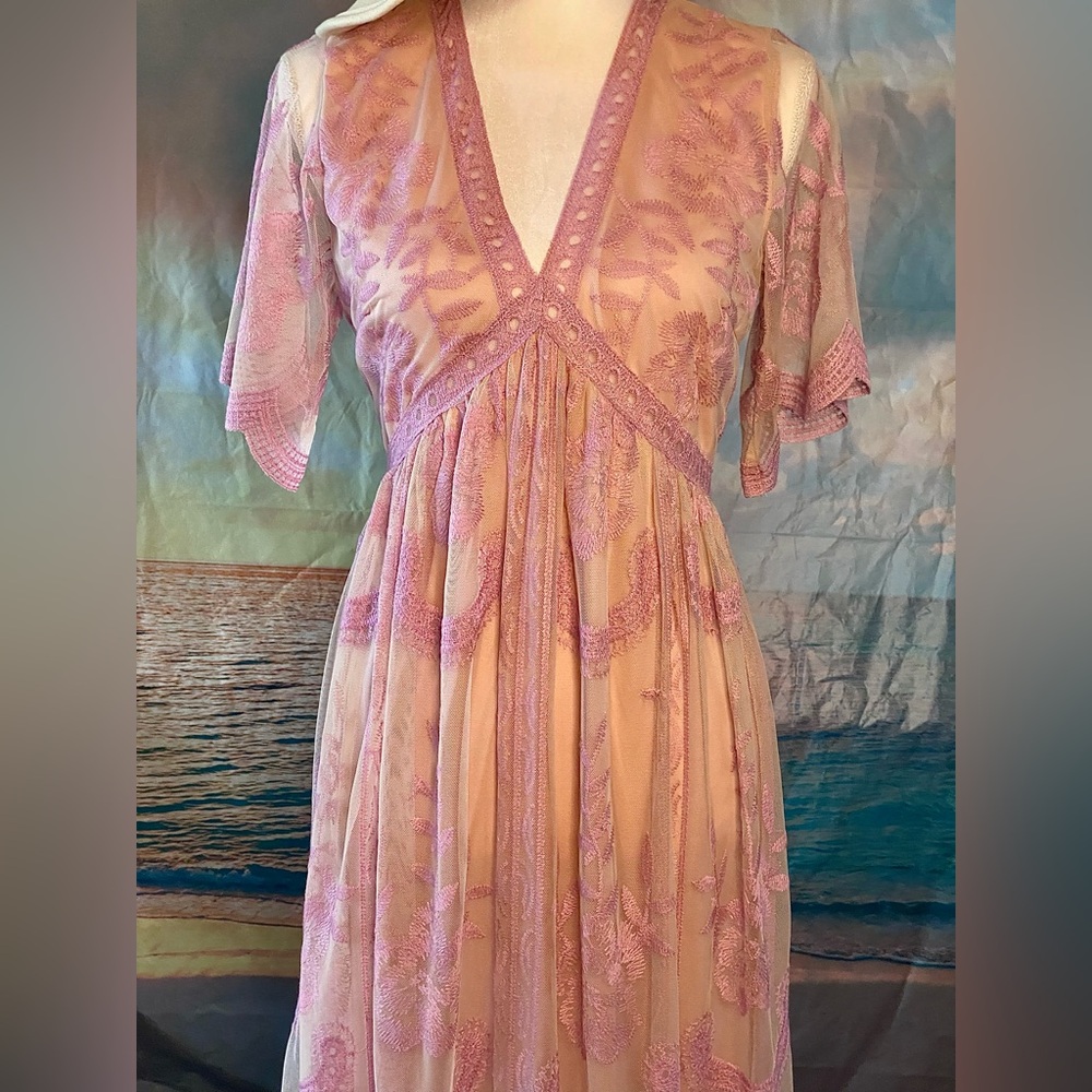 Pinkblush Rose Bridesmaid Wedding Party Semi Formal Lace Dress Boho